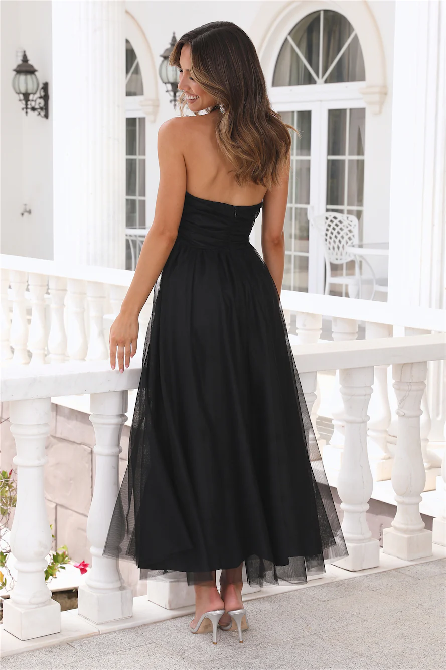 Walk In Tulle Maxi Dress Black