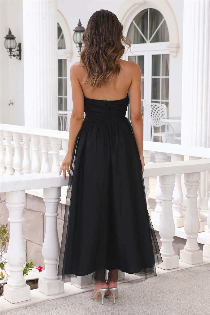 Walk In Tulle Maxi Dress Black