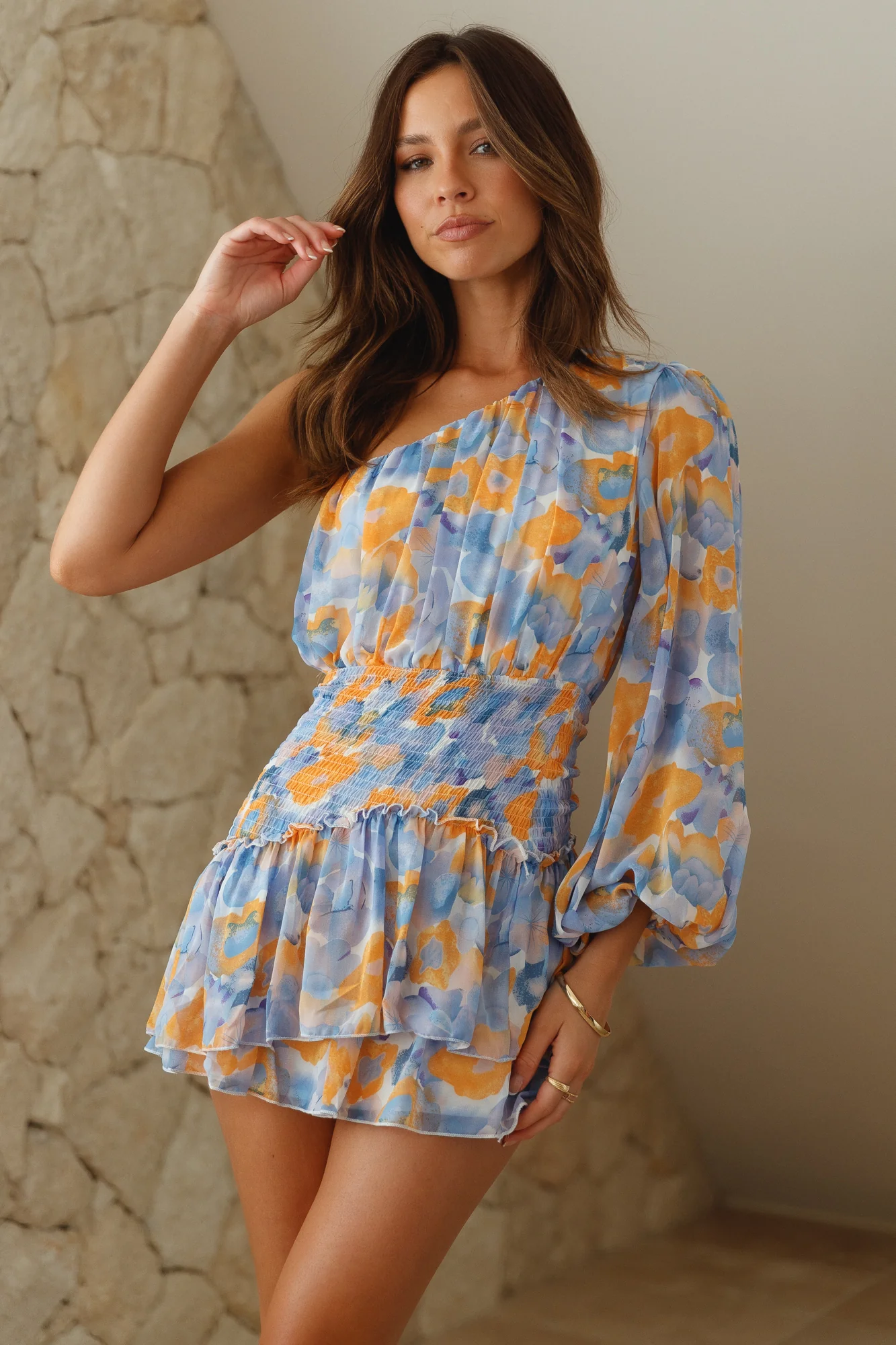 In Her Own World Mini Dress Blue