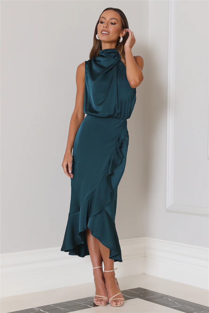 Party To Go Midi Dress Teal