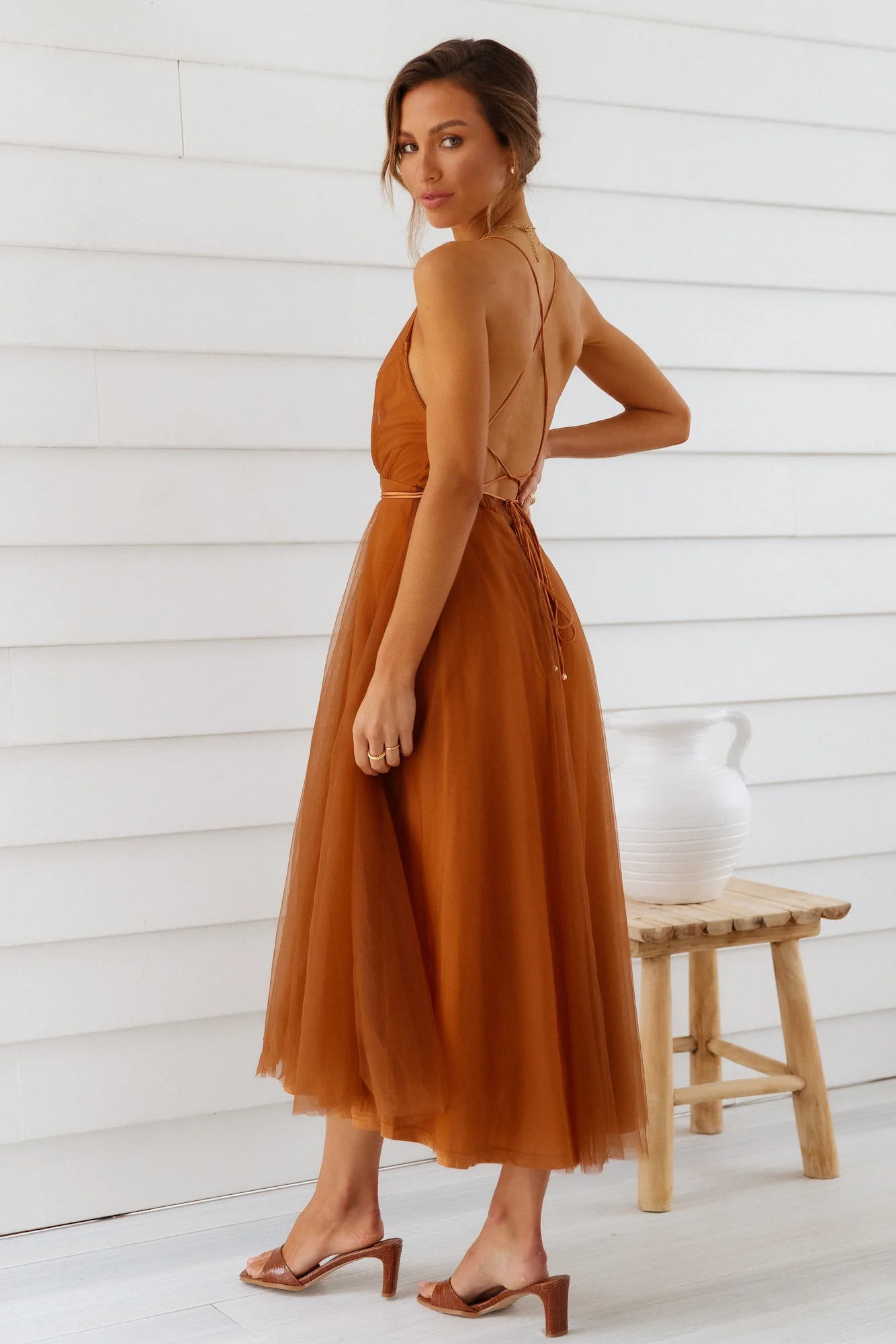 Summer Cinderella Midi Dress Chocolate