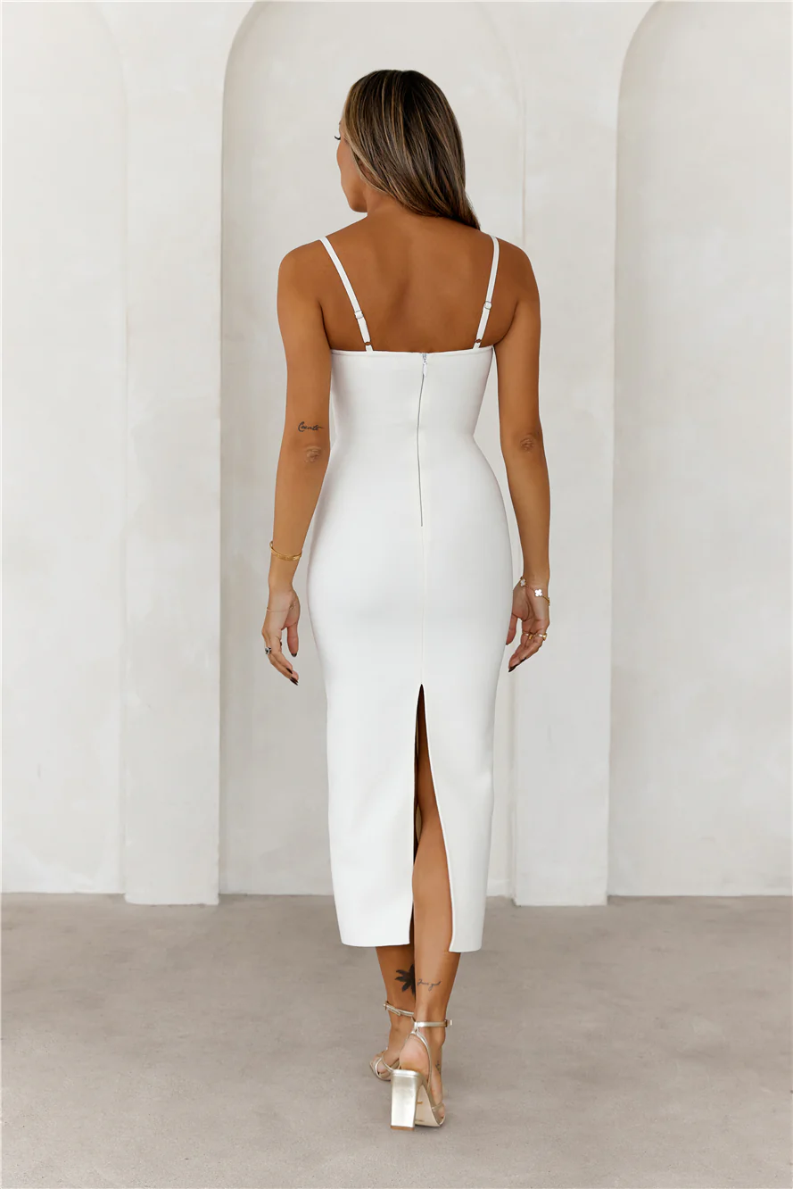 BEACNLADY Penthouse Party Bandage Midi Dress White