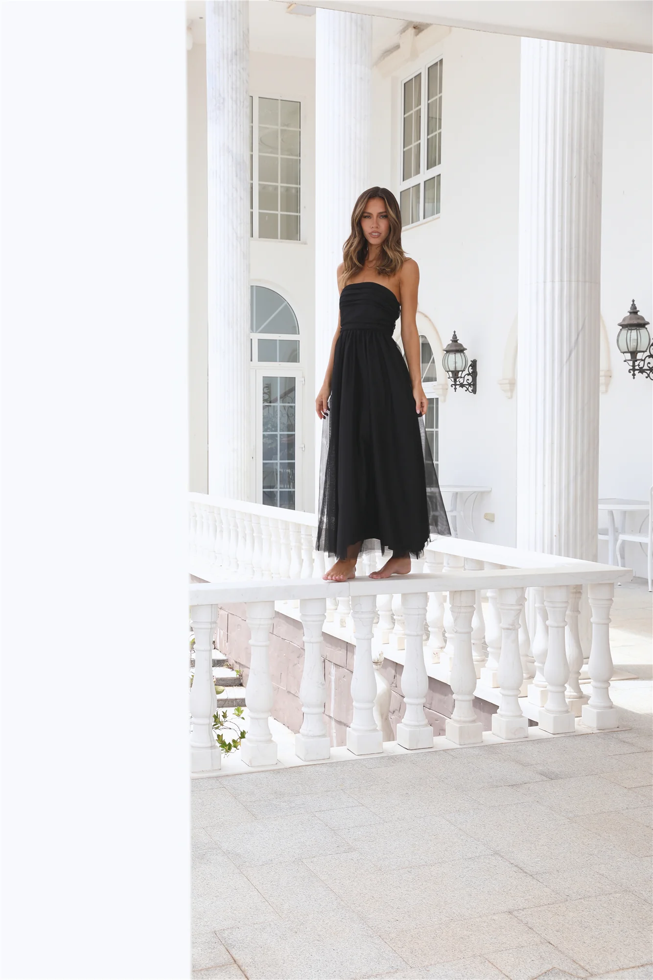 Walk In Tulle Maxi Dress Black