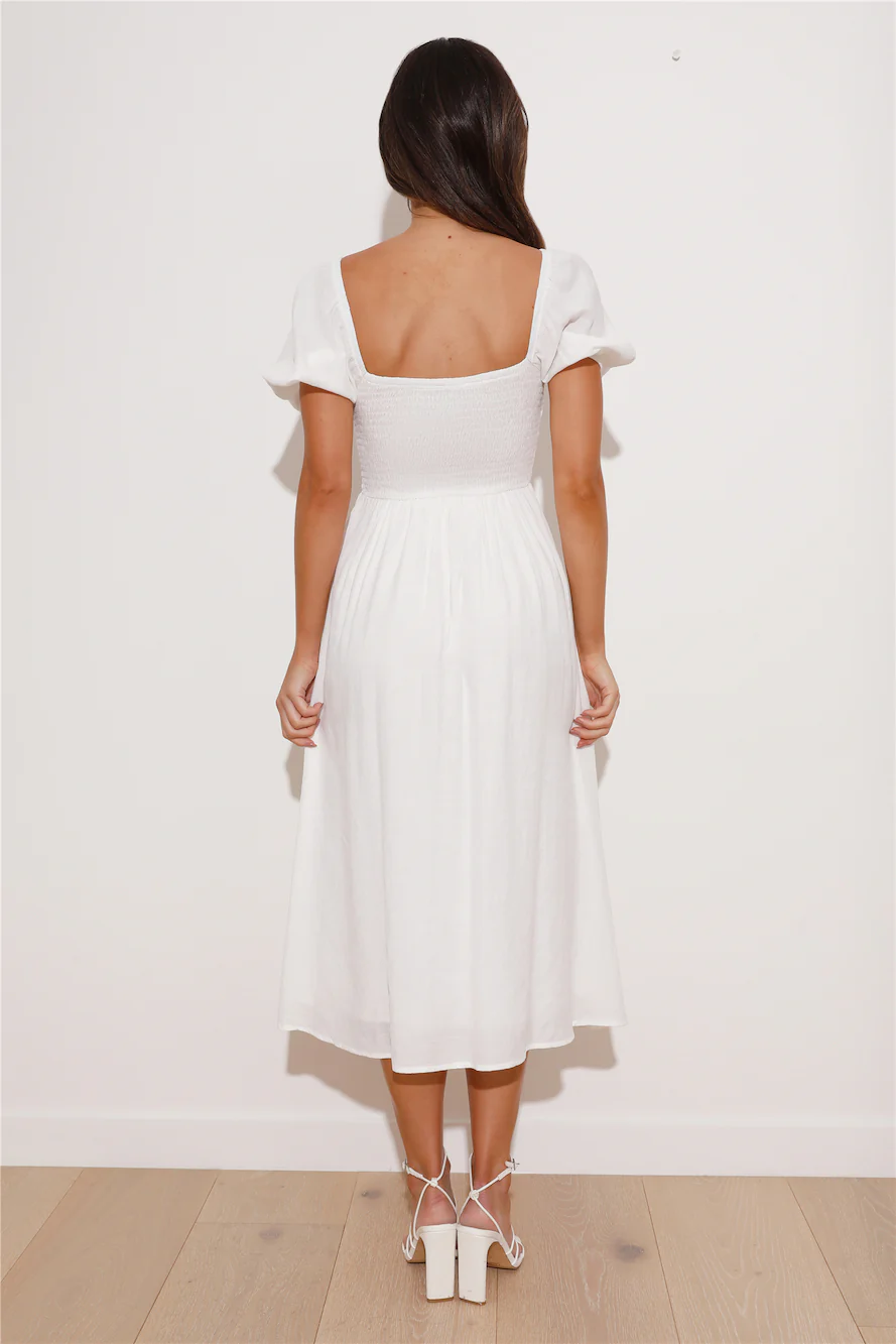 In Her Eyes Midi Dress White