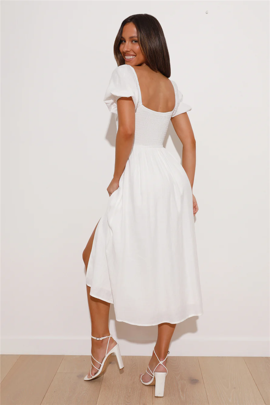 In Her Eyes Midi Dress White