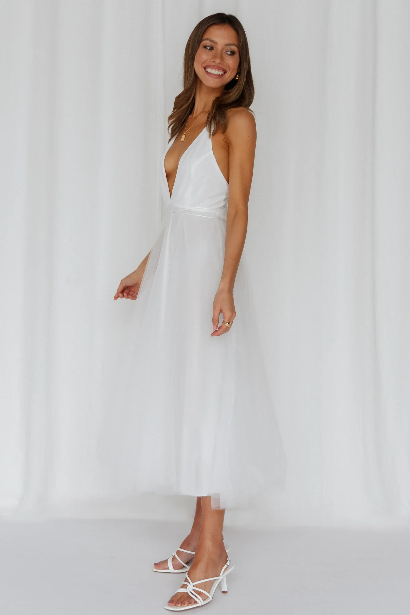 Summer Cinderella Midi Dress White