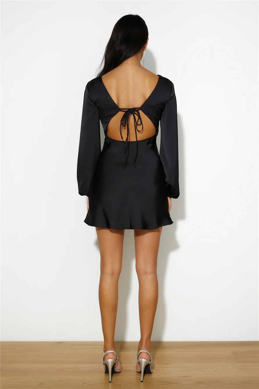 Dream Date Satin Mini Dress Black