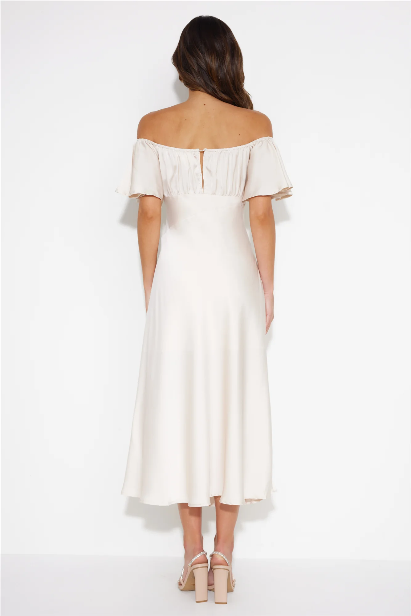 Romance In The Air Satin Midi Dress Ivory