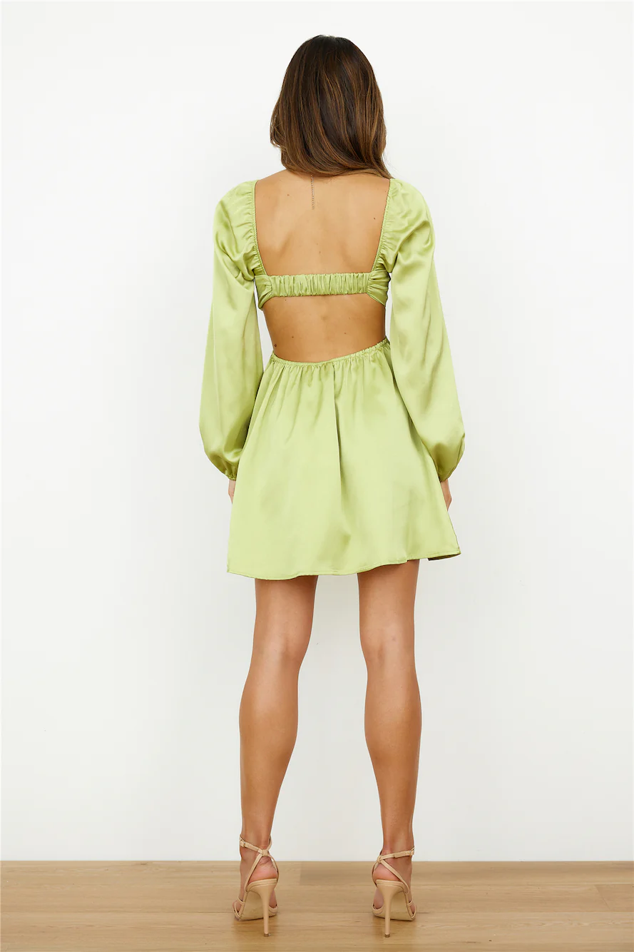 Done With You Satin Dress Lime