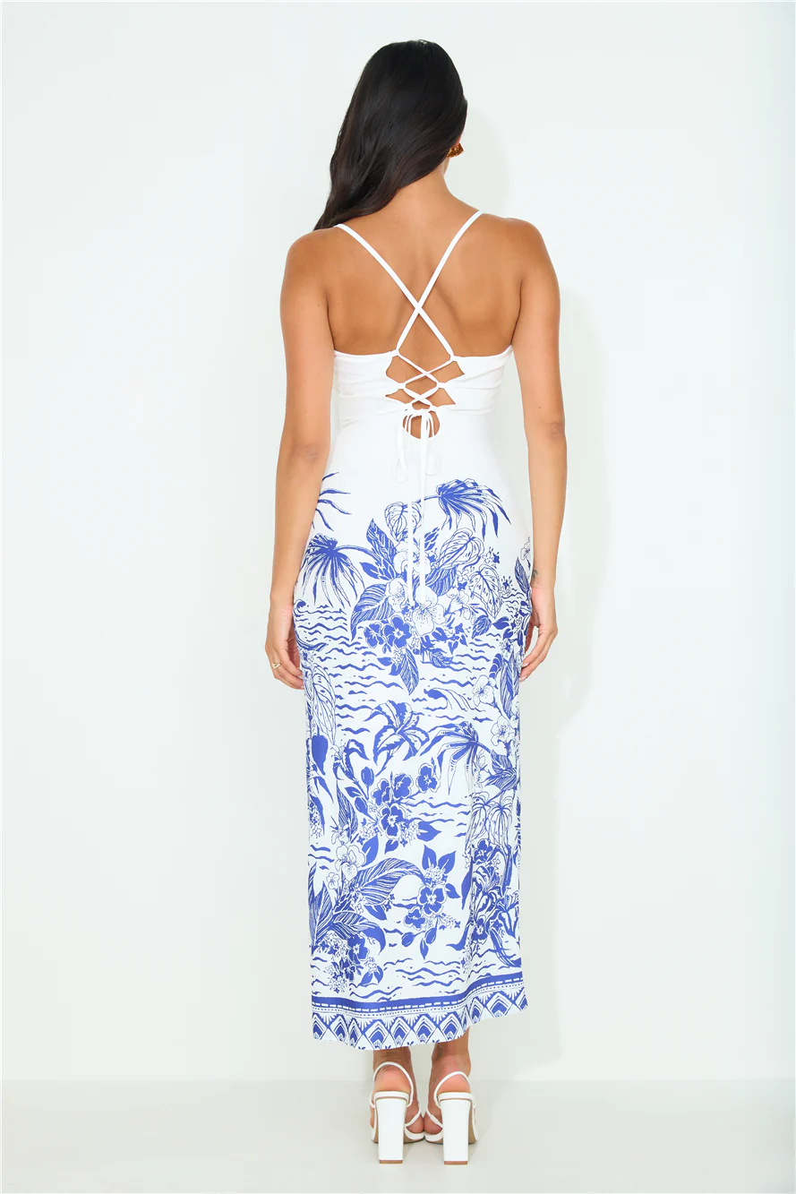 SEVEN WONDERS Valencia Midi Dress Blue White