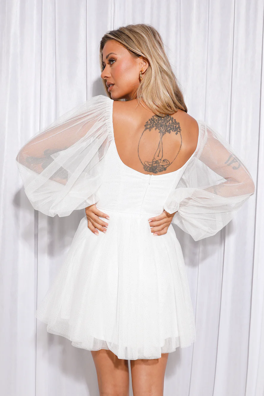 Sweet Smiles Tulle Mini Dress White