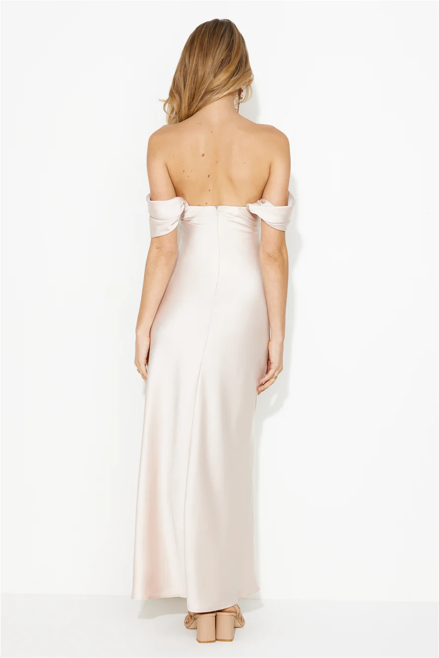 Classy Together Satin Maxi Dress Champagne