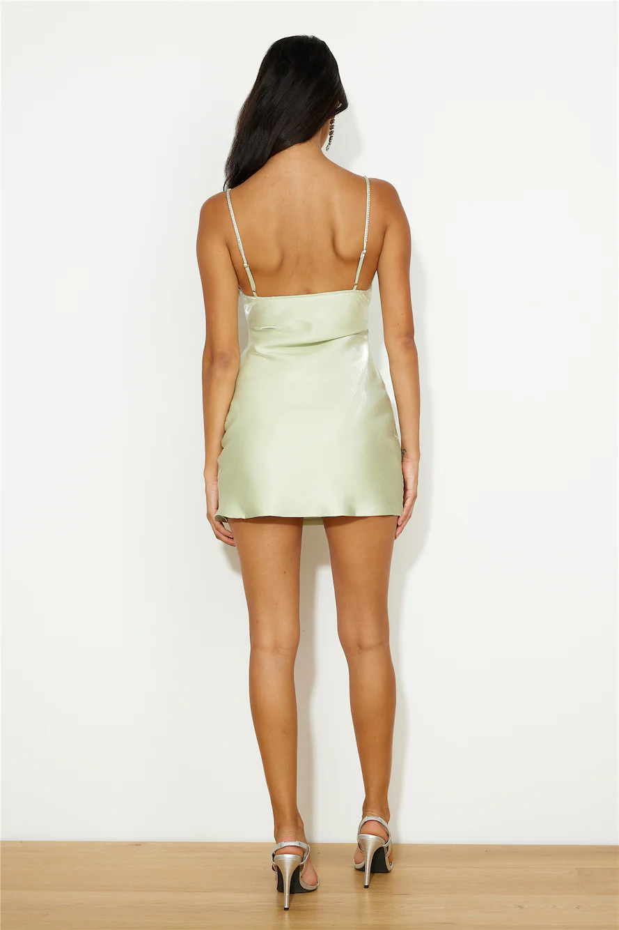 Silk Dreams Satin Mini Dress Sage