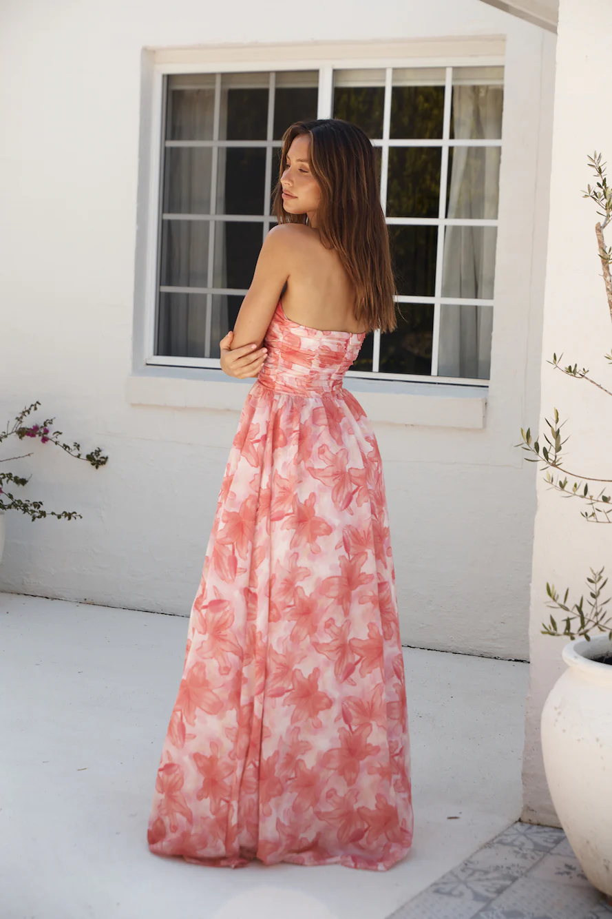 BEACNLADY Dainty Events Strapless Maxi Dress Pink