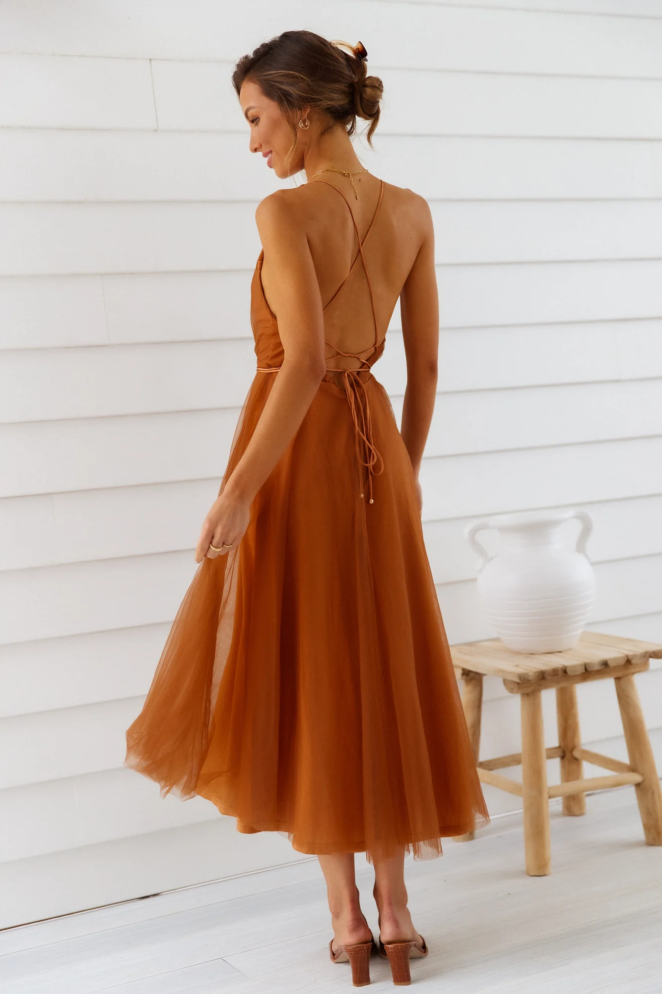 Summer Cinderella Midi Dress Chocolate