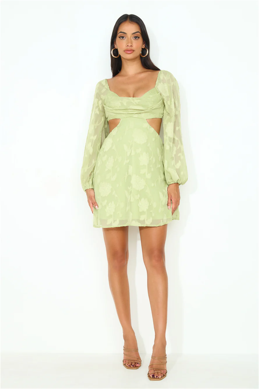 Dainty Long Sleeve Mini Dress Green