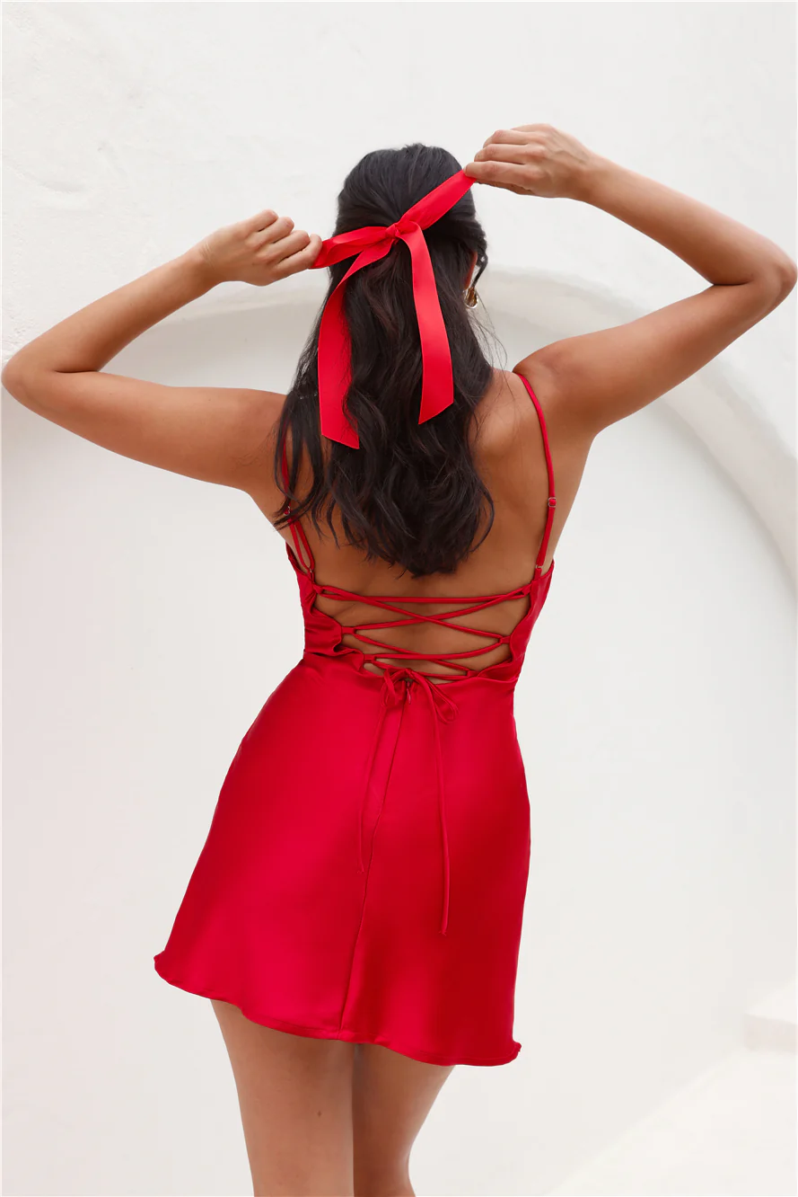 Meet And Greet Satin Mini Dress Red