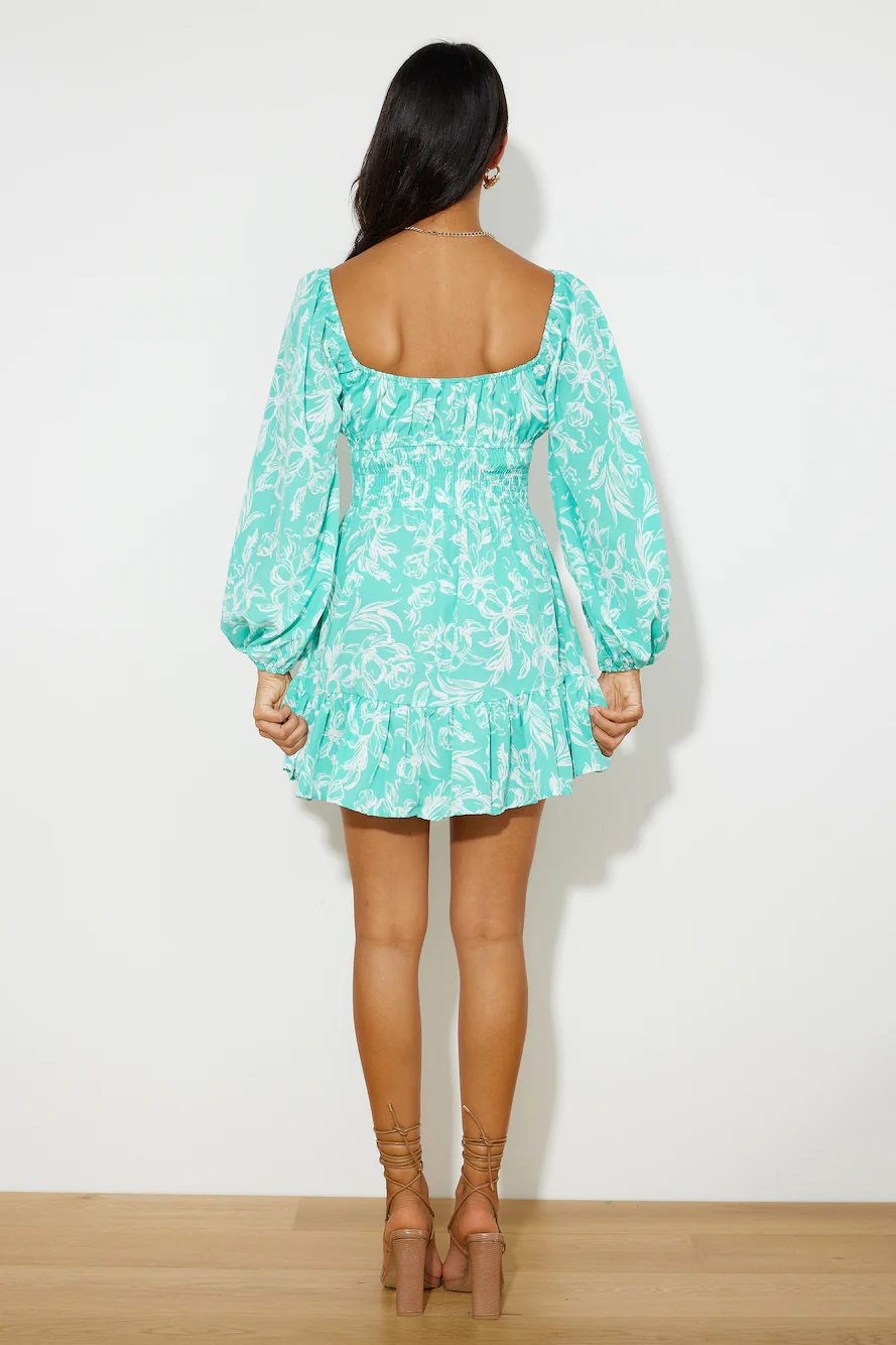 Long Beach Walks Mini Dress Mint