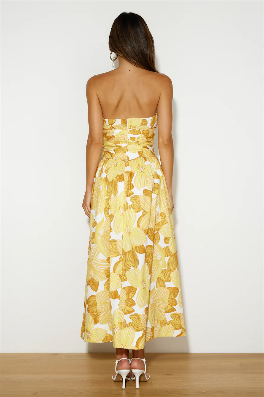 Field Of Sunflowers Midi Dress Yellow