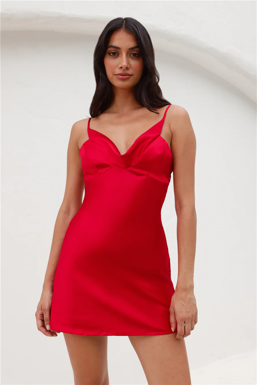 Meet And Greet Satin Mini Dress Red