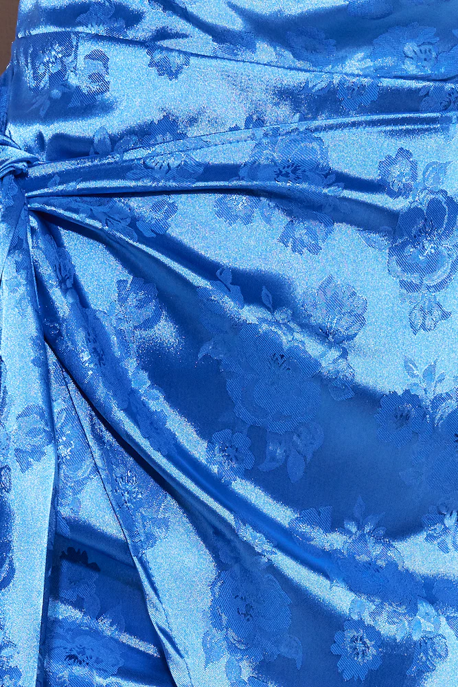 Sultry Times Satin Mini Dress Blue