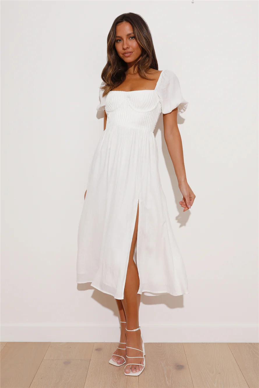 In Her Eyes Midi Dress White
