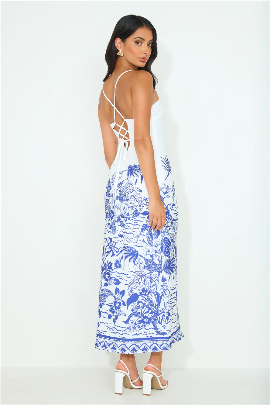 SEVEN WONDERS Valencia Midi Dress Blue White