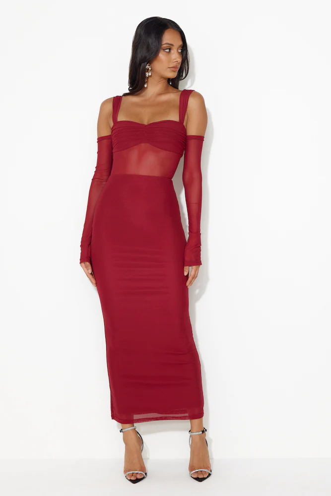 RUNAWAY Lamoura Midi Dress Wine