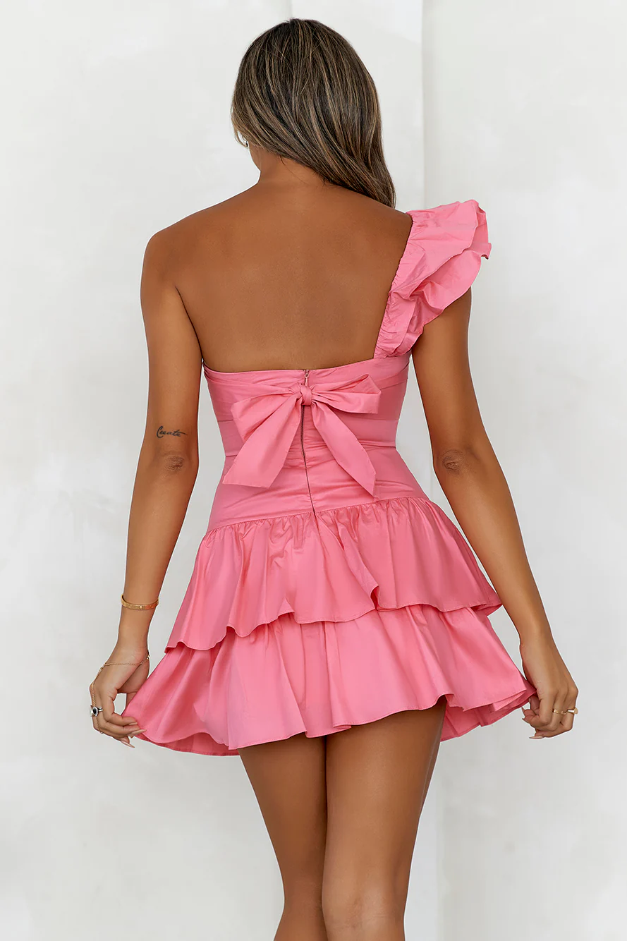 Beacnlady Ruffled Out Dress Pink