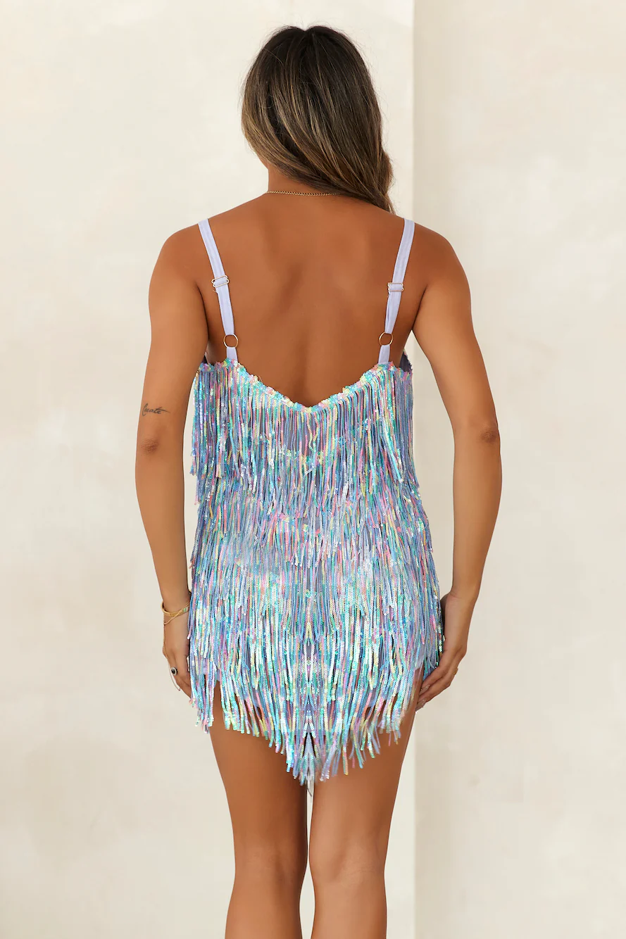 Beacnlady Music Festival Sequin Mini Dress Lilac