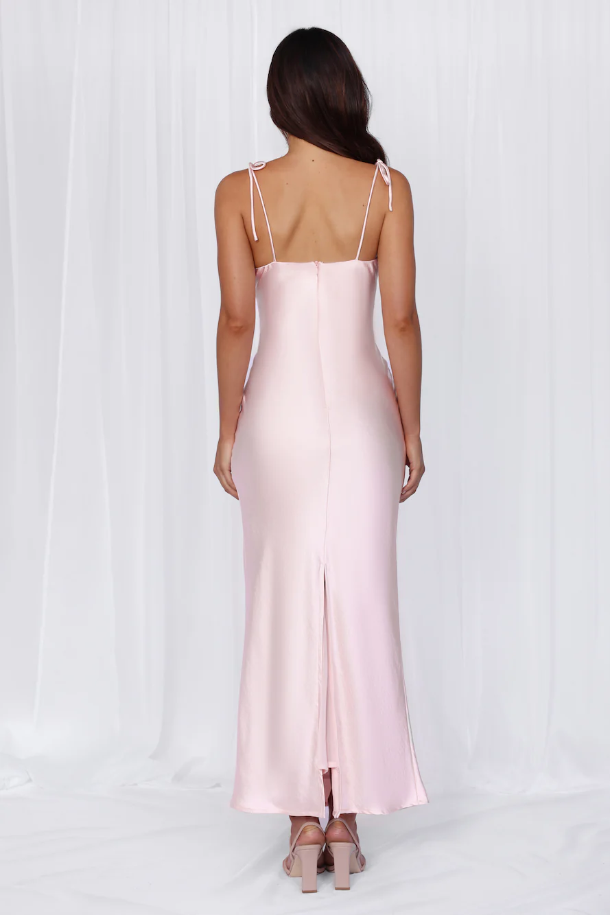 BEACNLADY The Penelope Cowl Satin Maxi Dress Pink