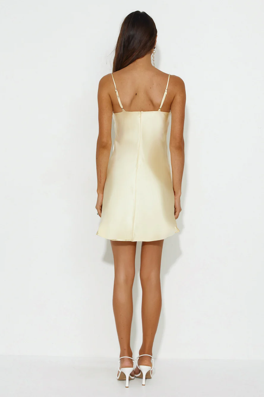 Summer Taste Satin Mini Dress Yellow