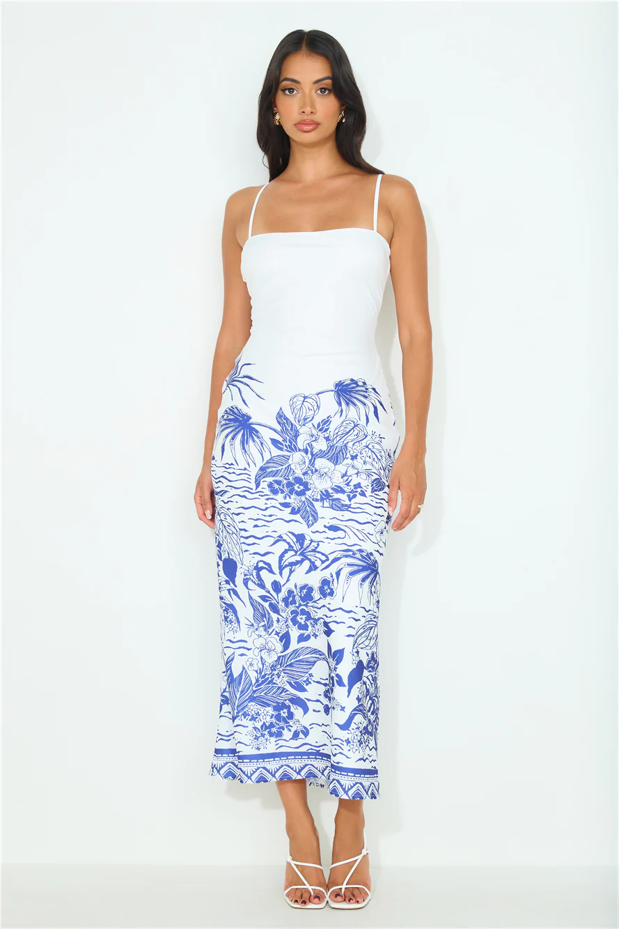 SEVEN WONDERS Valencia Midi Dress Blue White