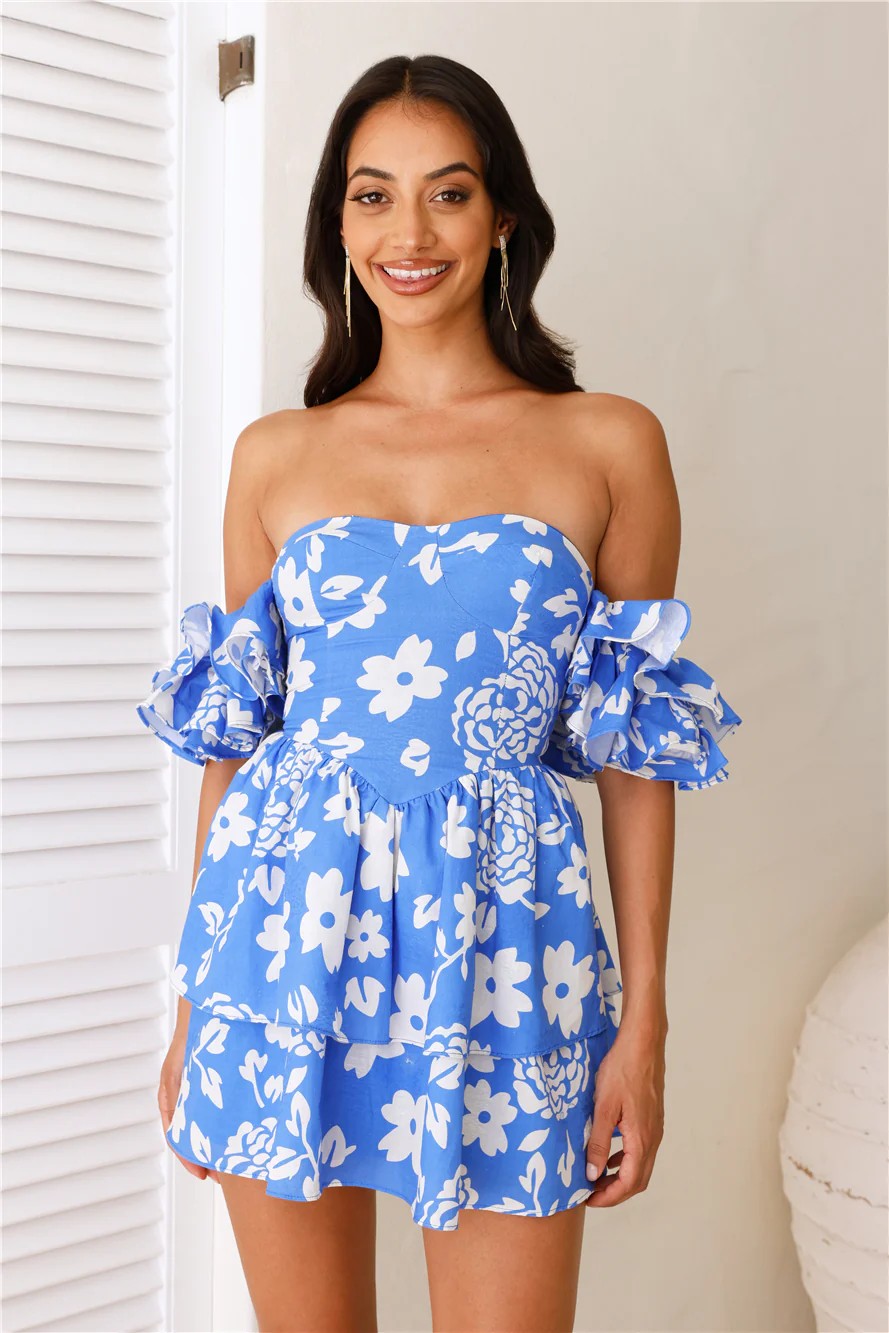Pictures For Dani Off Shoulder Mini Dress Blue