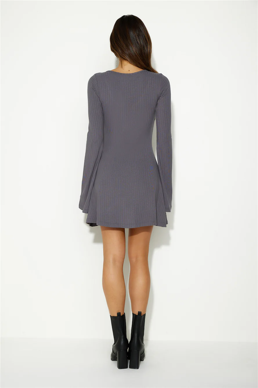 Laser Focus Mini Dress Charcoal Grey