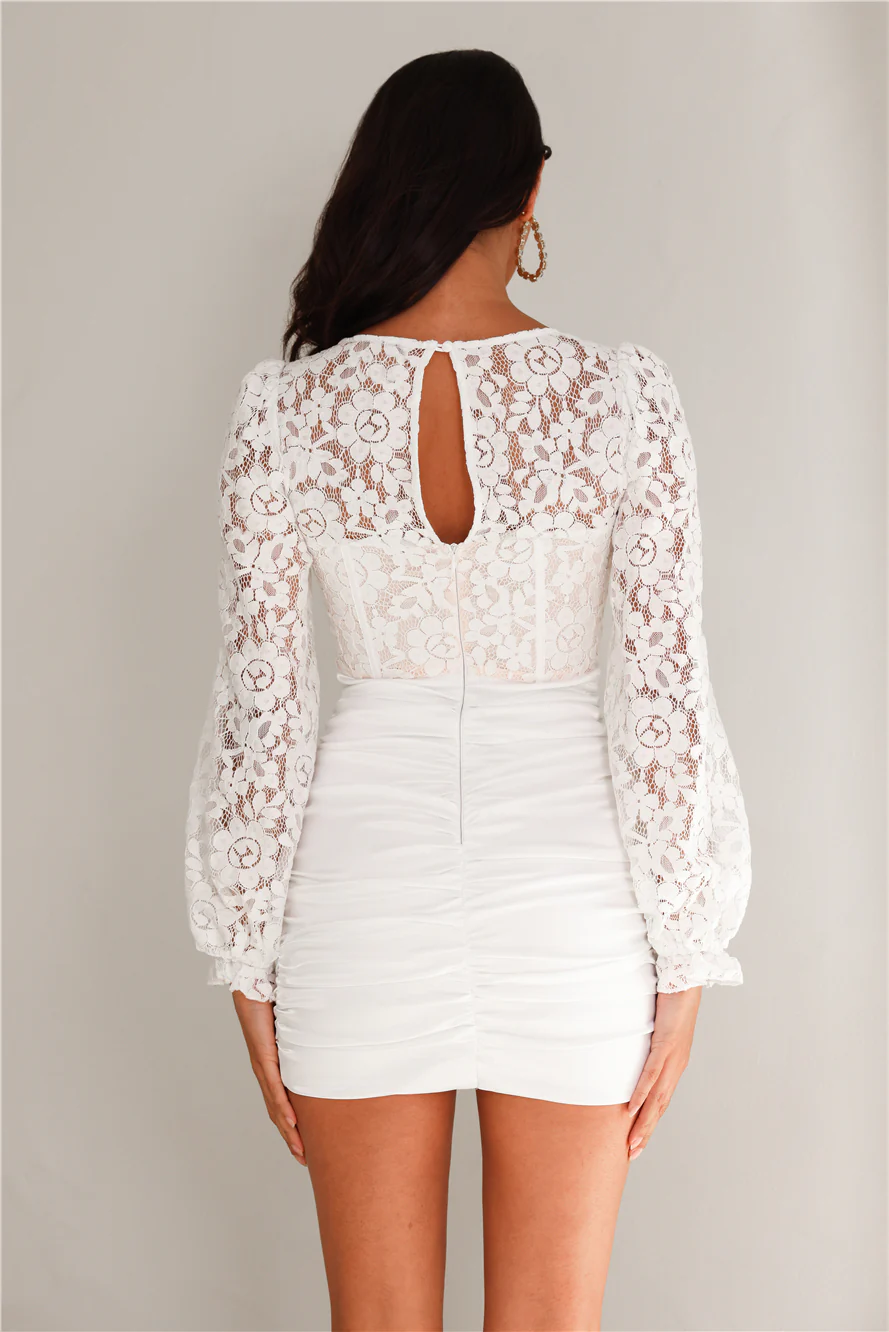 Wild After Party Lace Mini Dress White