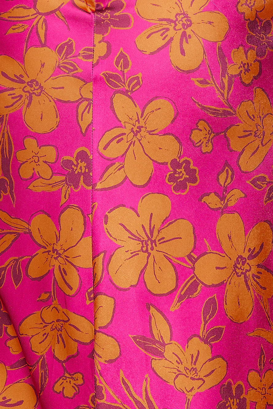 Florals On My Mind Satin Maxi Dress Pink