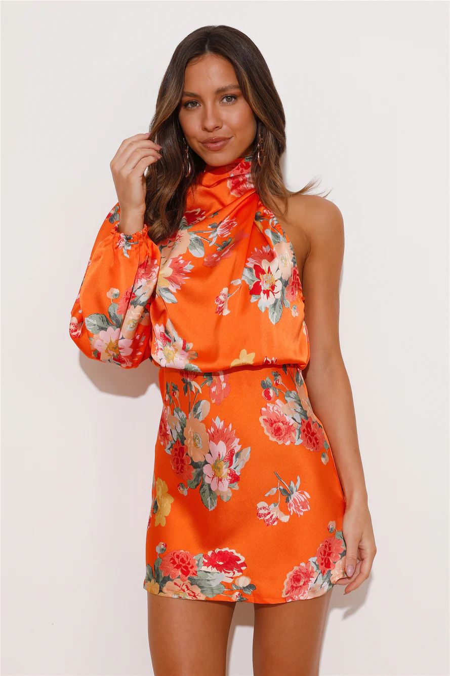 Girl Time Satin Mini Dress Orange