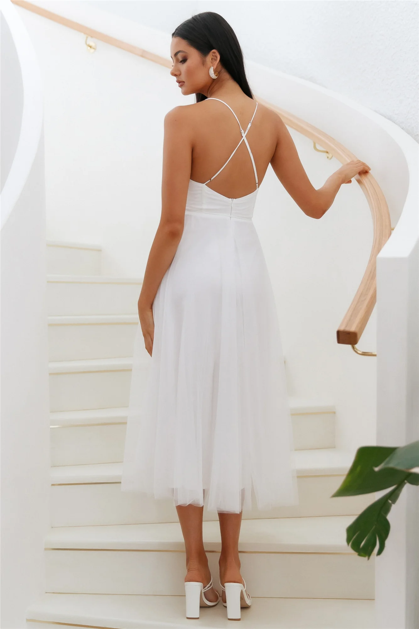 Wandering In The Light Tulle Midi Dress White