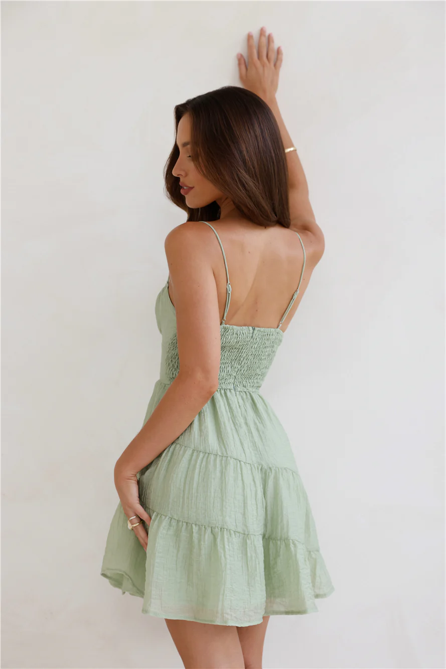 Behind The Clouds Mini Dress Sage