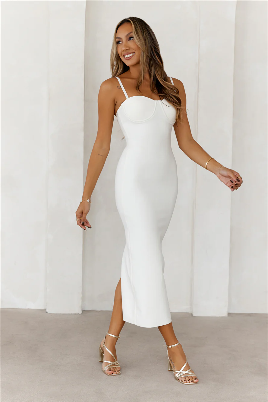 BEACNLADY Penthouse Party Bandage Midi Dress White