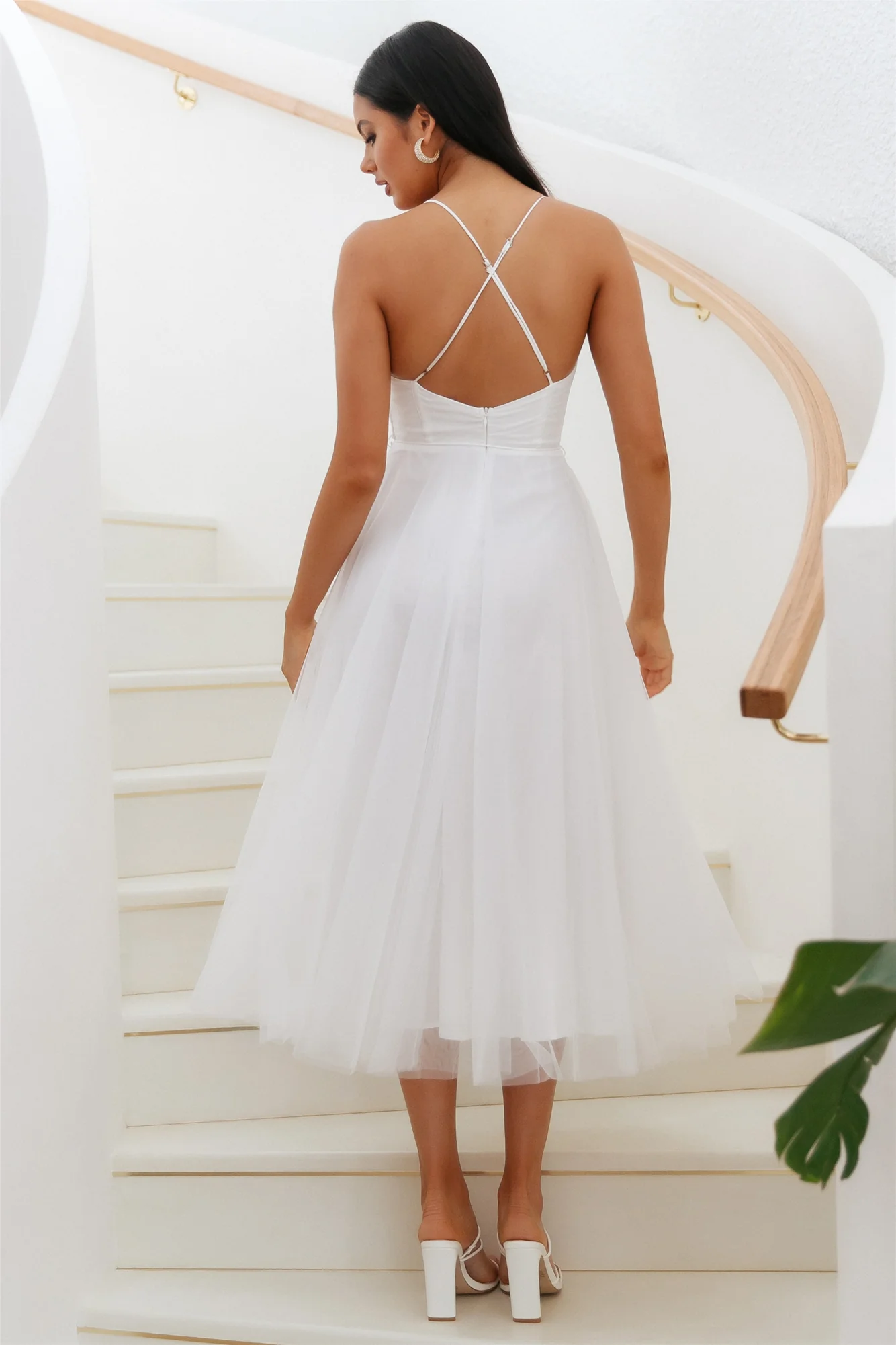 Wandering In The Light Tulle Midi Dress White