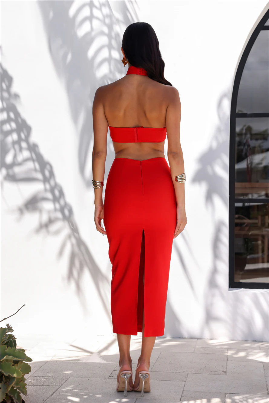 RUNAWAY Dani Midi Dress Red