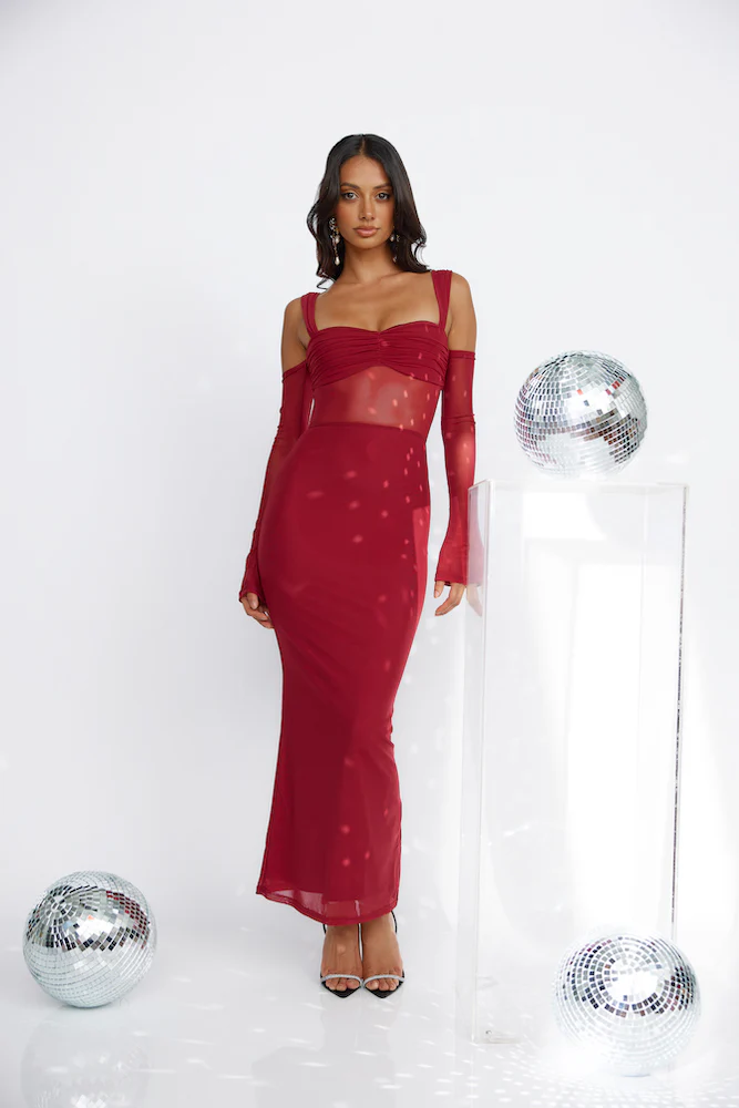 RUNAWAY Lamoura Midi Dress Wine