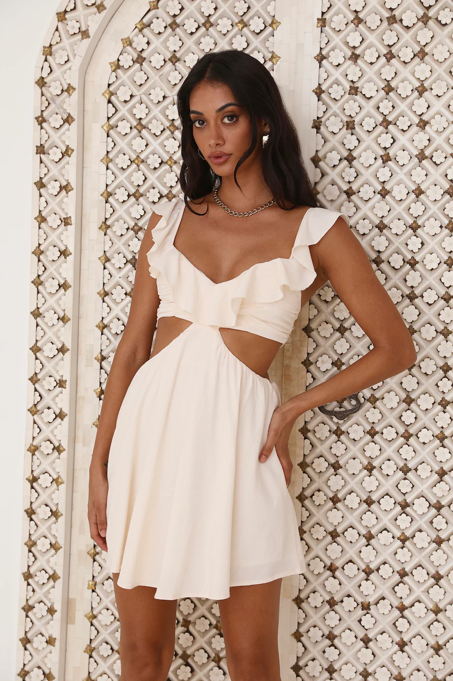 In The Frills Mini Dress Ivory