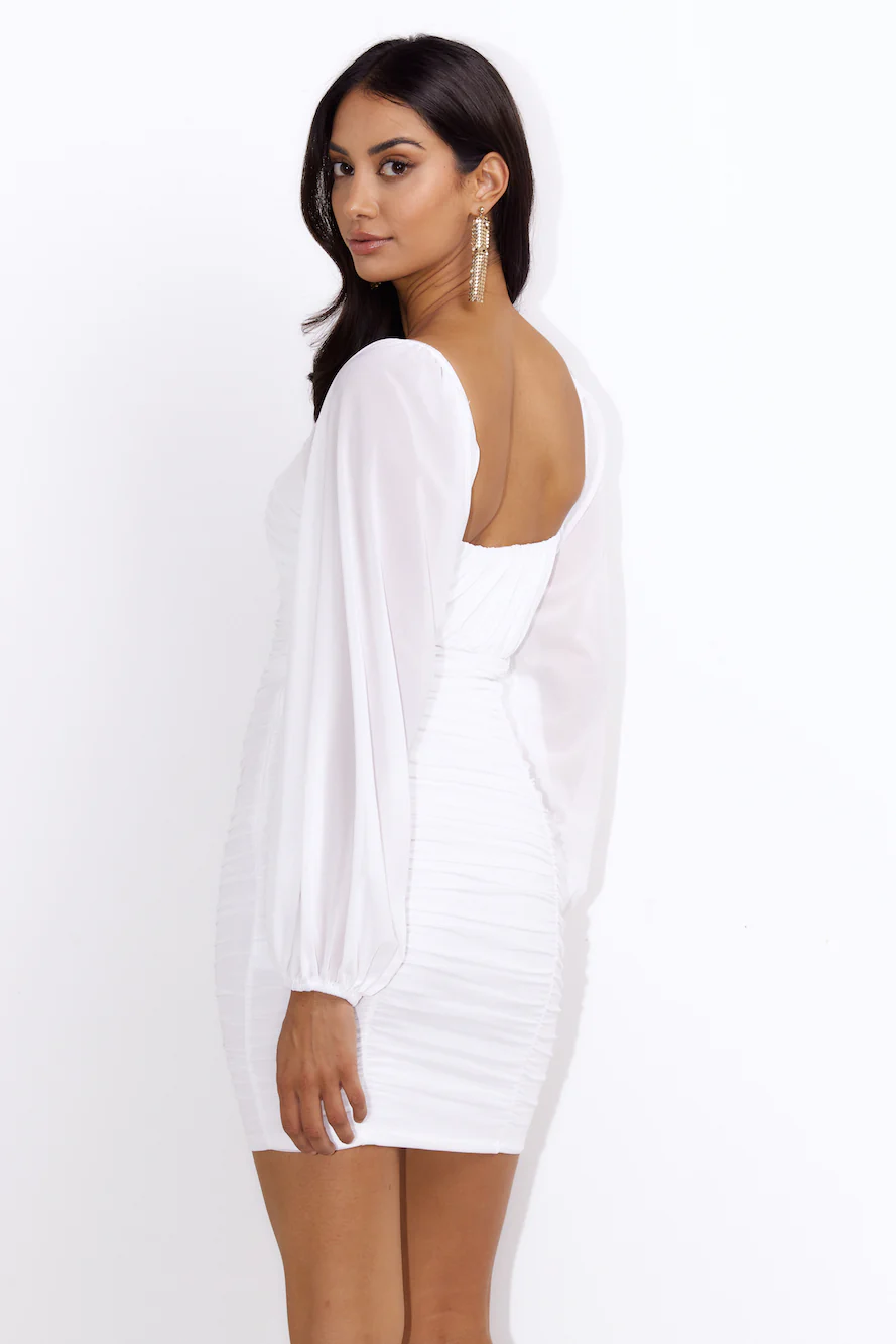 Snatch It Up Mesh Mini Dress White