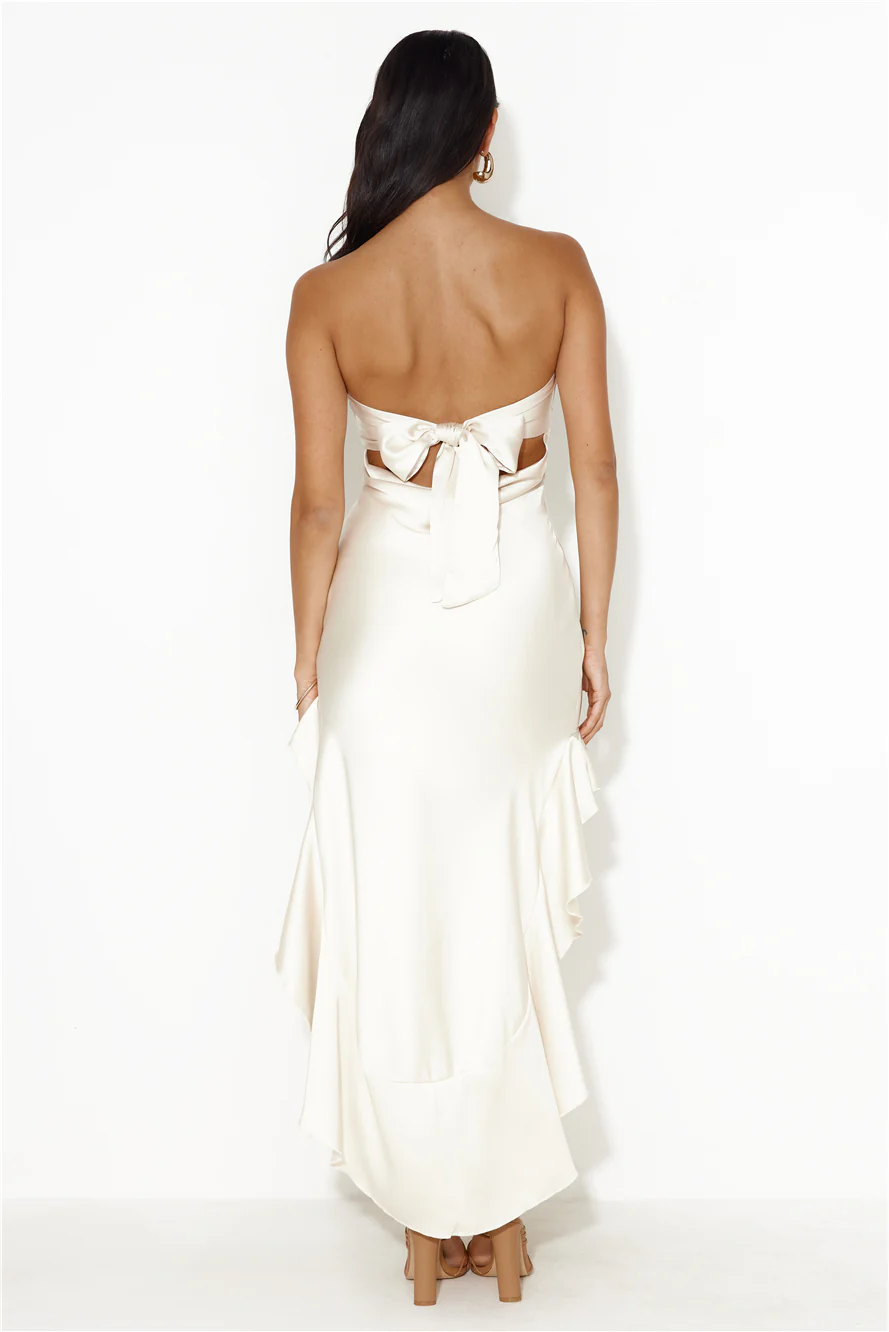 Dim The Lights Strapless High Low Dress Yellow