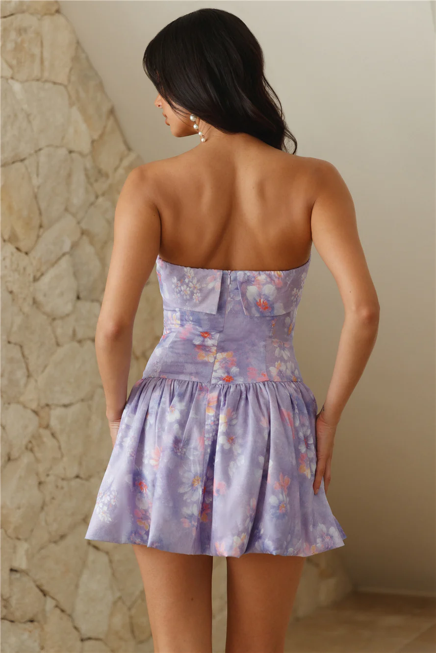 Cloud Of Dreams Strapless Mini Dress Purple