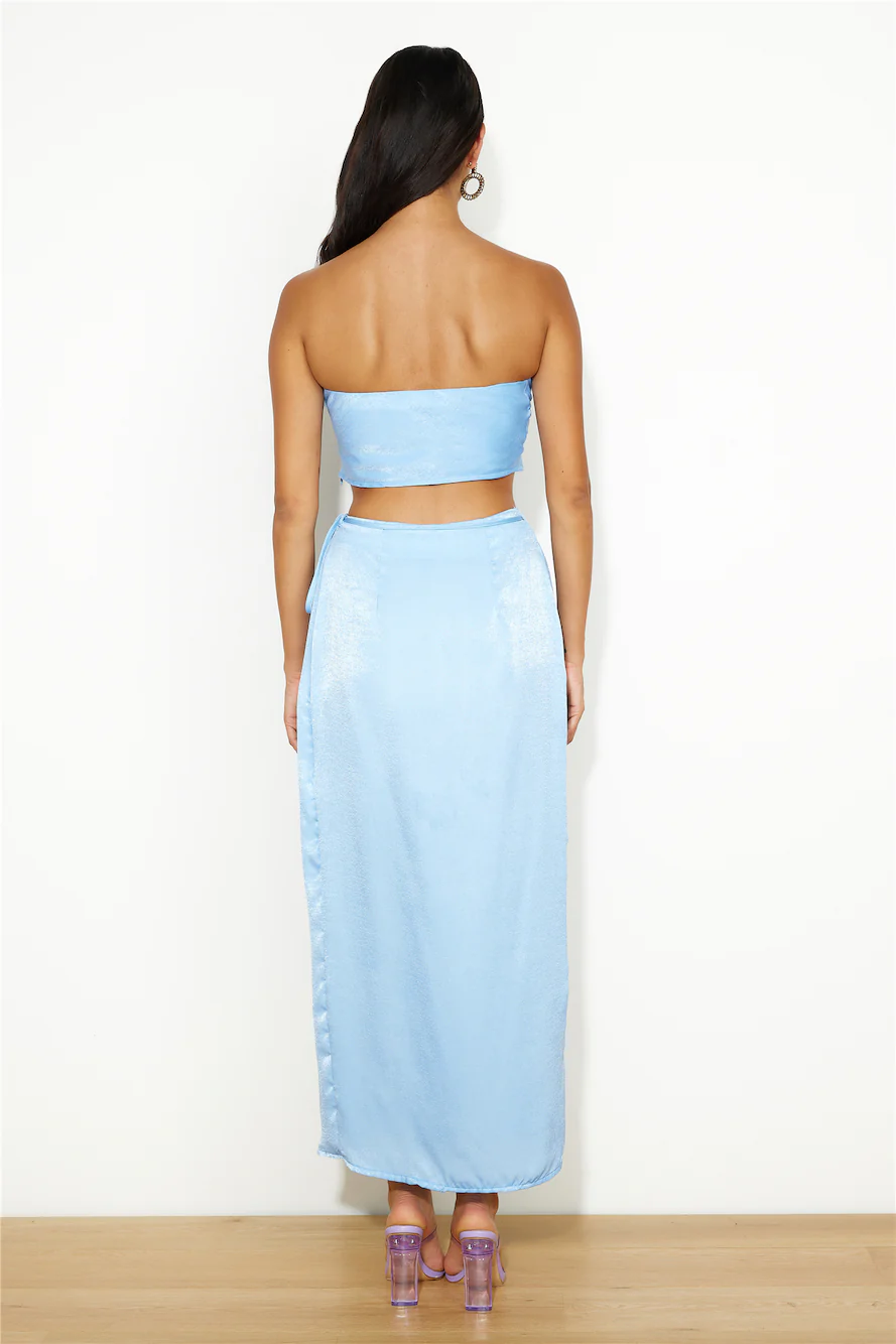 Nights In Silk Satin Maxi Skirt Blue