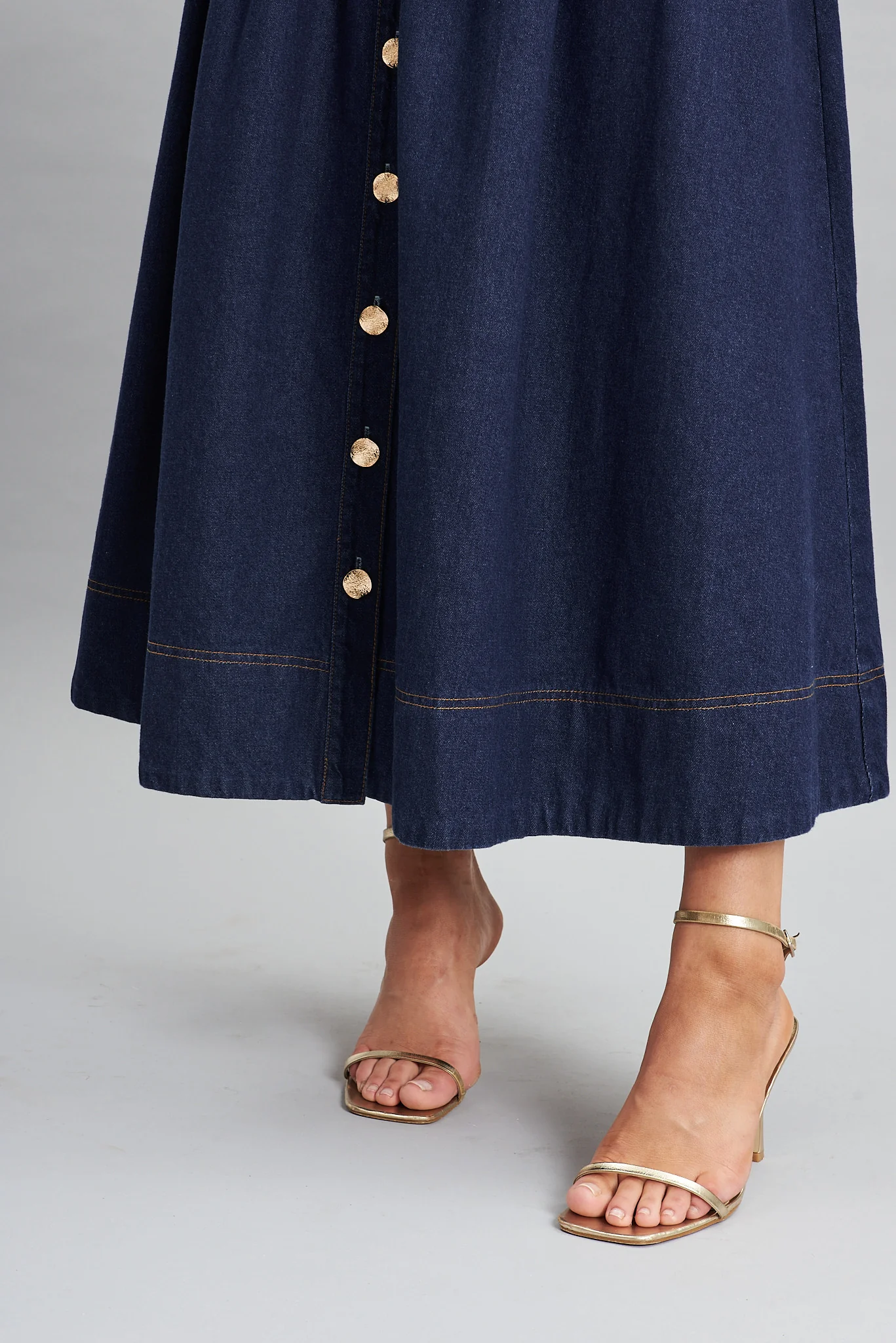 Judith Maxi Denim Skirt In Dark Blue